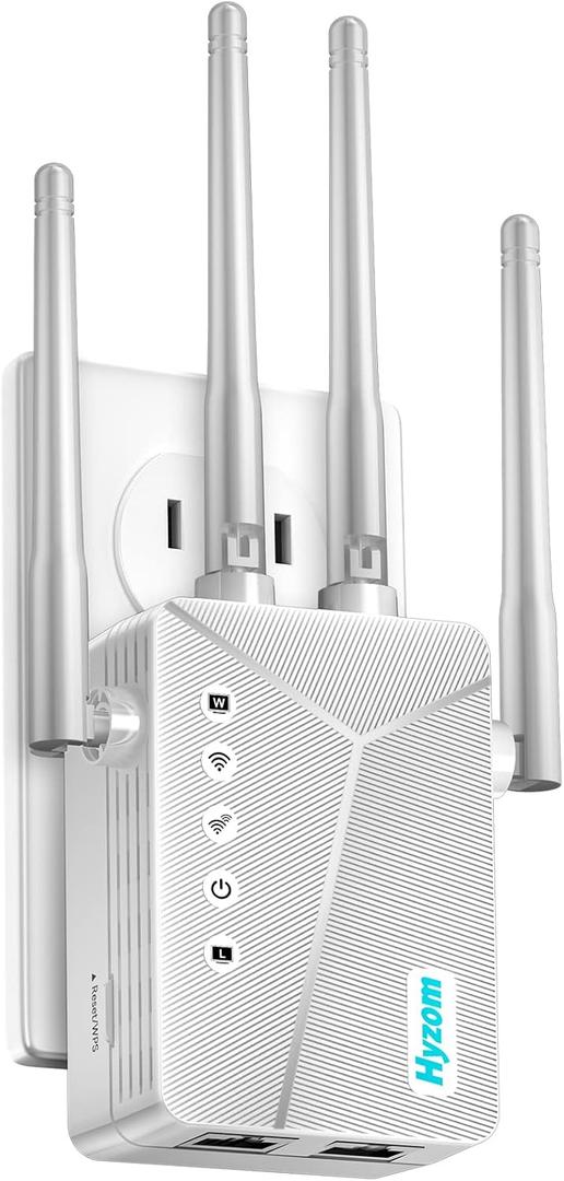 WiFi Extender Signal Booster - 3X Faster Internet Booster with Ethernet Port, Covers 9,000+ Sq.Ft | Long Range Wireless Repeater Amplifier, 1-Tap Setup
