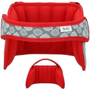 NAPUP Adjustable Carseat Head Support for Sleeping Kids & Toddlers - Safe, Comfortable & Breathable (Red)