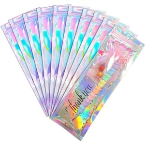 Resealable Foil Pouch Bag [100 PCS ] Great for Party Favor Food Storage (Holographic Color, 2.7 x 8.6 Inch)