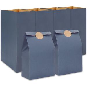 Whaline 24Pcs Dusty Blue Party Favor Bags Kraft Paper Gift Bags with Stickers Goodie Candy Treat Bag for Wedding Baby Shower Birthday Party Gift Wrap Supplies