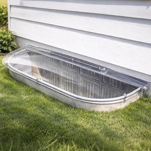 Vercraft 42" W x 13" L Sloped Elongated Egress Window Well Covers with Rust-Free Aluminum Bracing for Snow and Rain UV Resistant Clear Polycarbonate Basement Outside Against Debris for Garden Yard