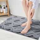 Bath Mat & Bathroom-Rugs 32x20, Ultra Soft Machine Washable Microfiber Bath Mat, Absorbent Quick Dry Non Slip Rug for Bathroom Floor, Tub and Shower, Grey (1'8" x 2'8" (Rectangular))