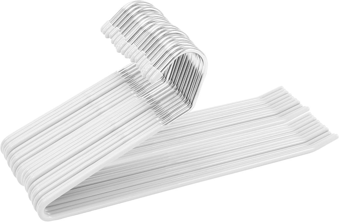 Open-Ended Pants Hangers - 20 Pack Versatile Metal Non-Slip Hangers for Pants, Jeans, Trousers, Scarf - Space-Saving Clothes Hanger for Women Men, White