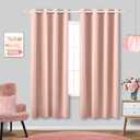 Blush Pink Curtains 63 Inch Length for Bedroom 2 Panels Set Blackout Drapes Boho Grommet Thermal Light Blocking Darkening Pastel Pretty Curtains for Living Room Window Girls Nursery Teen, 63 in Long