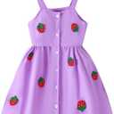 Frogwill Girls Strawberry Button Through Pinafore Dress 6 Years, Purple