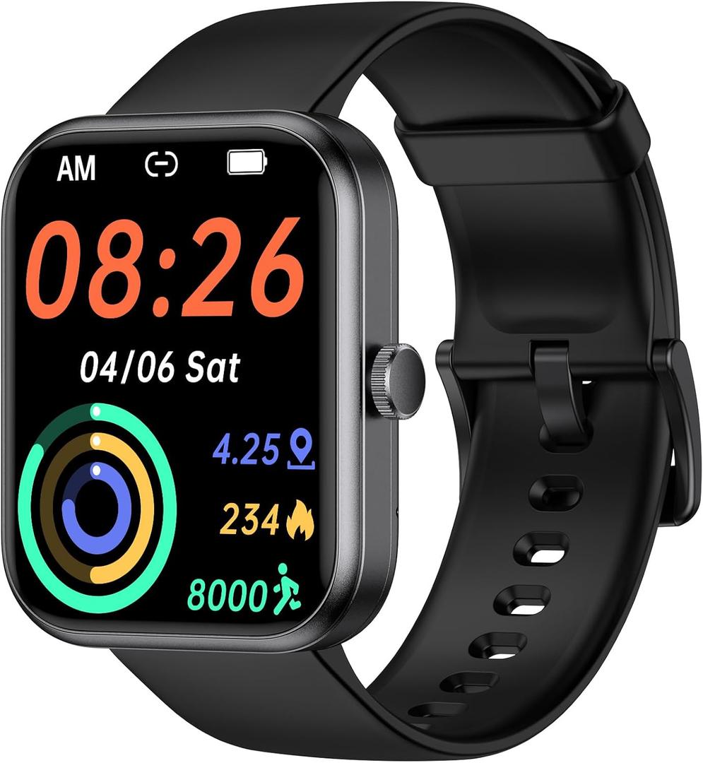 Fitness Tracker Watch, Step Tracker with Heart Rate, Blood Oxygen Sleep Monitor, IP68 Waterproof Pedometer, Step Calorie Counter, Health Fitness Watch for Sports, Activity Tracker for Women Men (Black)