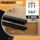 Landical 2 Sets Plastic Sliding Door Track Set for Cabinet Double Rails Panel Kit, 1/4" Thick Panels Glass Door Hardware System Window Track Quick Installation(4ft,Black)