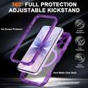 for iPhone 17 Case with Magnetic Invisible Stand [Compatible with MagSafe] Military Drop Protection Shockproof Slim Translucent Skin-Touch Case Cover Violet