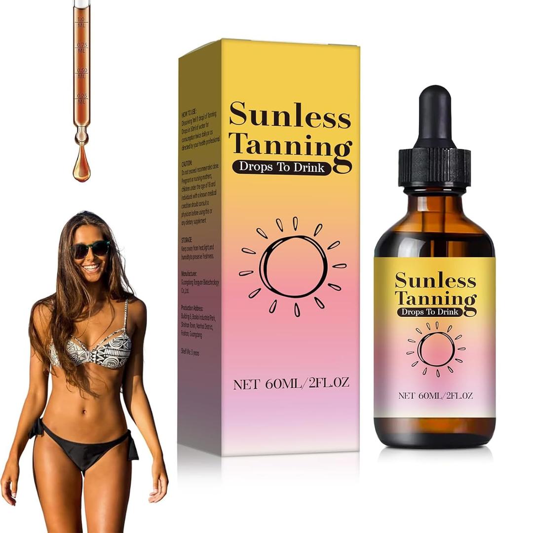 2 x Sunless Tanning Drops -New Natural & Organic Ingredients, Suitable for All Skin Types, Self Tanner Tanning Oil for a Streak-Free, Natural-Looking Glow(1pcs)