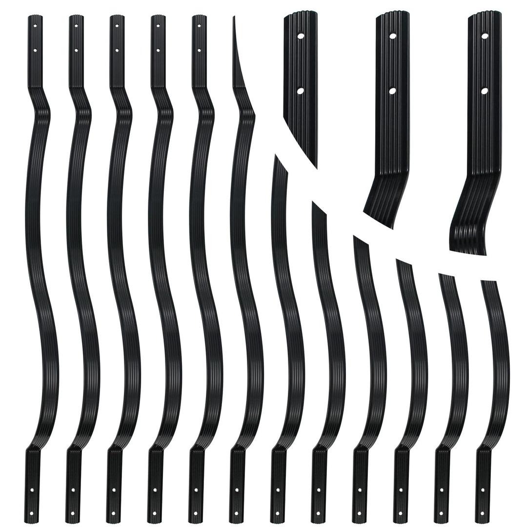 50 Pack - 32.25"x1" Balusters for Deck Railing Curve Aluminum Deck Balusters Face Mount Metal Deck Spindles Shiny Black