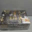 SHareconn 145pcs Christmas Balls Ornaments Set, Shatterproof Plastic Baubles Snowflakes, Stars and Tree Topper for Xmas Tree Holiday Wedding Party Decorations with Hanging Strings,Light Gold and Black