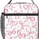Pink Bow Tie Insulated Lunch Box for Kids, Small Cooler Lunch Bag lunchbox for School, Toddler Lunch Box for Girls, Waterproof Durable Portable Lunch Tote Bag Food Container for Travel Picnic Work