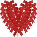 50pcs 3.5" Red Satin Ribbon Bows Twist Tie Bows for Gift Wrapping Christmas Tree Decoration with Fish Tails (Red)