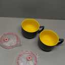 Oversized Soup Bowl with Handle, 38oz Microwave Ramen Bowl with Lid, Jumbo Soup Mug for Ramen, Noodle, Cereals, Soup Container with Lid, Dishwasher Safe - set of 2 (Gray) (Grey/Yellow 2 pcs)