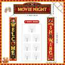 Funnymoom 3 Pcs Movie Night Porch Banner Decorations Movie Theme Party Hanging Banner Welcome Now Showing Sign Door Decor for Theater Photography Background Party Supplies