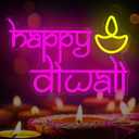 Happy Diwali Neon Sign for wall decor Festival Of Light Led Sign Happy Diwali Decorations Dimmable Diya Deepawali Neon Light Up Sign for Home Bar Decor Party Wall Room Bedroom Door Window