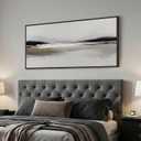 Large Framed Black and White Abstract Wall Art for Living Room, 30x60 In