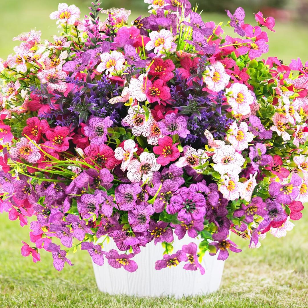 trytuny Artificial Flowers for Outdoor, UV Resistant Realistic Fake Flowers and Faux Plants for Indoor Outdoor, Garden Patio Porch Window Box Decor All Year (12pcs - Mixed Color)