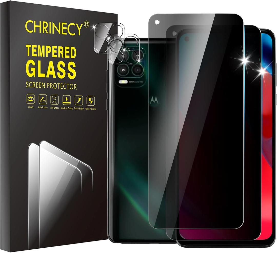 [4 Pack] 2Pack Privacy Screen Protector Compatible for Motorola Moto G Stylus 5G (2021) with 2Pack Camera Lens Protector, 9H Hardness,Anti Spy Anti Peeping Tempered Glass Screen Protector