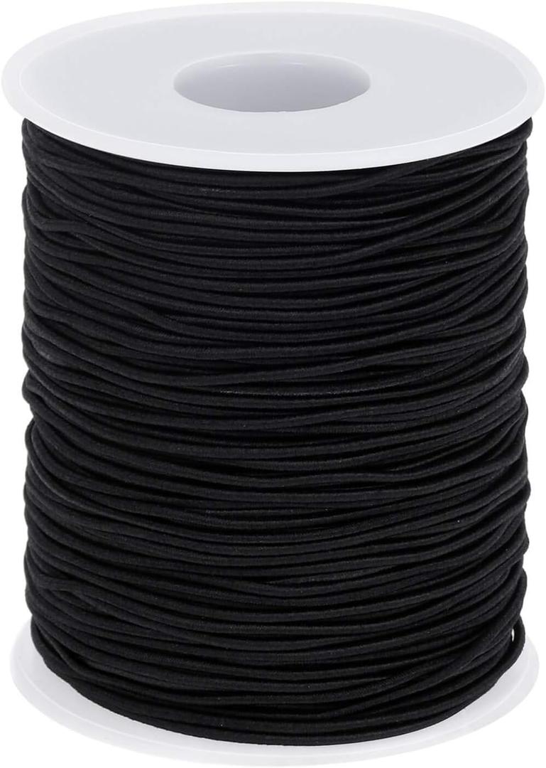 Elastic String for Bracelets, Selizo Elastic Cord for Jewelry, Stretchy String for Necklace Making, Beading and Sewing (1.2 MM, 109 Yards, Black)