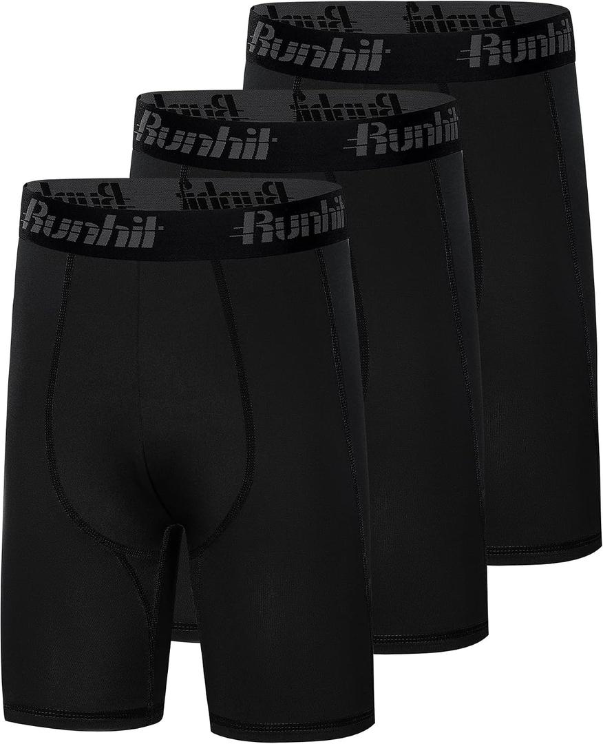 Runhit Youth Boys' Compression Shorts,Boys Performance Athletic Base Layers Underwear Sports Shorts (L)