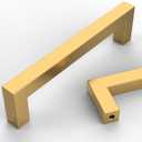 10 Pack 5''(128mm) Brushed Brass Cabinet Pulls Kitchen Gold Cabinet Handles Stainless Steel Drawer Pulls Square Cabinet Hardware for Cupboard