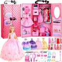 UCanaan Girl Doll and Closet Set with Doll Clothes and Accessories Items Including Fashion Dolls, Dressand Many Other Accessories (Refer Picture Shows)Best Gitfs for Girls Christmas Birthday (Rose)