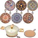 6 Pack Ceramic Trivets, 6.7" Hot Pads for Pots and Pans, Portable Hanging Hot Dish Mat, Heat Resistant Coaster, Non-Slip Hot Plate Mats for Kitchen Countertop, Table, Home Decor