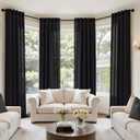 MIULEE Black Linen Curtains 90 Inch Long 4 Panels Light Filtering Window Drapes with Rod Pocket Back Tab for Living Room Bedroom Farmhouse Decor 42" W x 90" L Inches