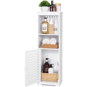 Small Bathroom Storage Cabinet, White Floor Standing Storage Cabinet Home Furniture Shelf,Suitable for Toilet Bedroom Kitchen Living Room (W/PJ)