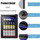 Antarctic Star Beverage Refrigerator Cooler-95 Can Mini Fridge Glass Door for Soda Beer Wine Stainless Steel Glass Door Small Drink Dispenser Digital Display for Home, Office Bar,2.4cu.ft