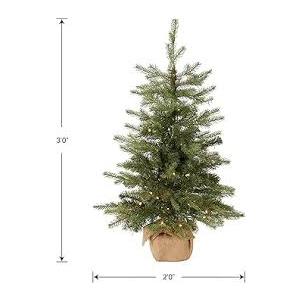 Mini Artificial Tabletop Christmas Tree W Burlap Base 2ft