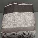 Oversized King Bedspread 120x120, 100% Cotton Extra Large Quilt, Farmhouse Botanical Pattern, Reversible Lightweight Comforter Bedding Set with 2 Pillow Shams, Brown/Coffee