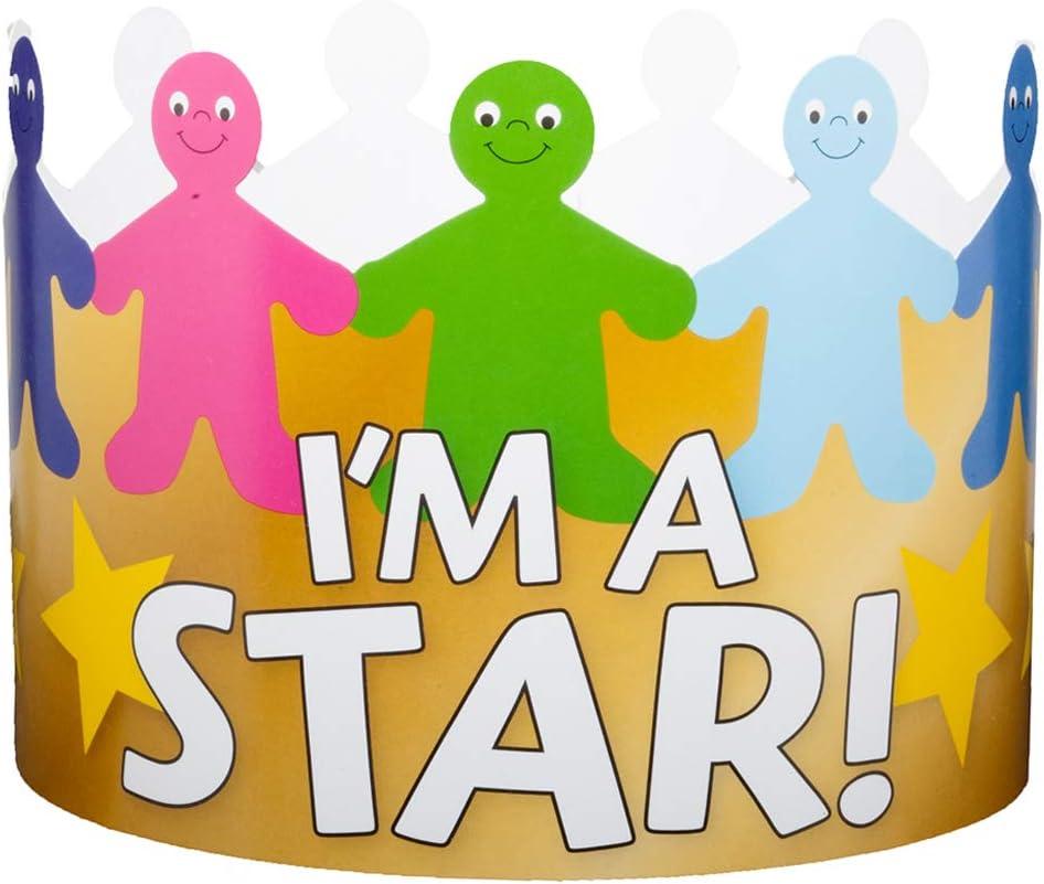 Hygloss Star Student Crowns - Pack of 12 Colorful, Adjustable Paper Crowns - Classroom Prizes, Kindergarten Classroom Must Haves, Kids Prizes for School, Star Hat, Incentive Prizes for Kids
