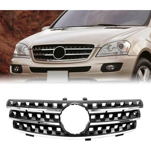 Grille Compatible For Mercedes Benz W164 ML Grill ML320 ML350 ML500 ML550 Bumper Grille 2005 2006 2007 2008 (BLACK)