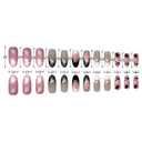 24 Pcs Cute Press on Nails Medium Almond Fake Nails French False Nails with Star Design Stiletto Nail Tips Glossy Glue on Nail Full Cover Stick on Nails for Women Girls Nails Supplies