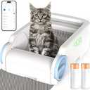 Open-Top Automatic Litter Box Self Cleaning Cat Litter Box Litter Robot for Multiple Cats with Safety Sensors and APP Control for Ragdoll Maine Coon