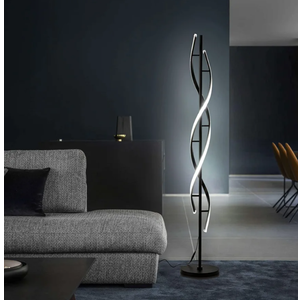 Modern Floor Lamps for Living Room Bright Lighting LED 33w 53in with Remote 3 Colors Dimmable Unique Office Corner Lamp Black Arc Spiral Floor Lamp