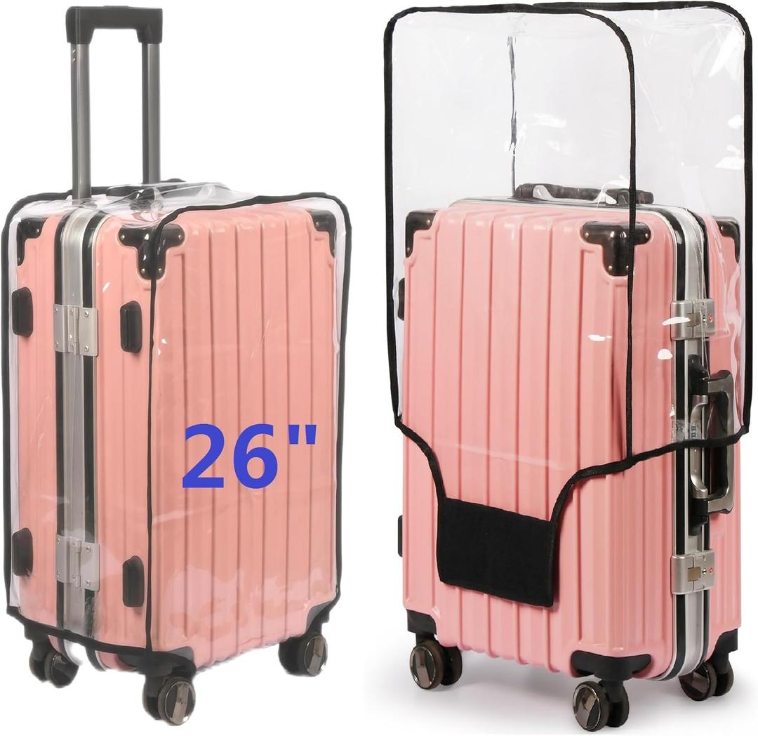 FABULWAY Clear PVC Suitcase Cover Protectors, Thicken Wheeled Luggage Cover Waterproof, Dustproof, Transparent (26")