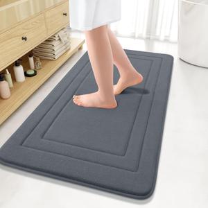 Arotive Memory Foam Bathroom Rug Mat 47x24, Ultra Soft and Absorbent Bath Mat, Machine Wash Dry, Comfortable Bath Rug Carpet for Bathroom Floor, Tub and Shower, Dark Grey