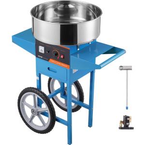 VEVOR Electric Cotton Candy Machine with Cart, 1000W Commercial Candy Floss Maker with Stainless Steel Bowl, Sugar Scoop and Drawer, Perfect for Home, Kids Birthday, Family Party, Blue