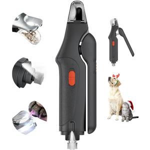 2-in-1 Cat Nail Clippers & Dog Nail Clippers Trimmers for Large Medium Small Dogs Cats Claw Trimmer Quick Sensor and Safety Guard USB Rechargeable with 2 LED Lights Dogs Nail Trimmer (Black 6th Generation)
