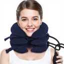 Neck Stretcher, Cervical Traction Device, Neck Traction Device for Neck Pain Relief, Adjustable Inflatable Neck Stretcher Cervical Traction and Neck Brace, Neck Decompression Home Use (Blue)