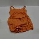 Womens Ribbed Swimdress One Piece Swimsuit Tummy Control Swim Dresses Skirt Bathing Suit (Medium, Orange)