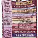 Gifts for Bonus Mom from Daughter, Bonus Moms Blanket Birthday Gifts from Son Mothers Day Christmas Bday Presents for Mother in Law Step Mom Stepmom 50" X 60"
