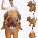 Dog Costume For Adults Funny Riding Dog Zipper Inflatable Costumes for Men, Women Amusing Halloween Costumes with Air Fan for Party Bulldog Cosplay, Toys.