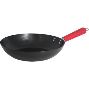 IMUSA USA Inch, Red PAN-10046 12" Nonstick Carbon Steel Wok, Handle Red
