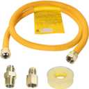 48" Gas Line Hose for Dryer, Gas Stoves, Water Heater, 1/2" OD Stainless Steel Gas Corrugated Dryer Gas Connector kit with 1/2" FIP & 1/2" MIP Fittings, Flexible Dryer Gas Supply line