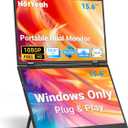 HotYeah Triple Laptop Screen Extender, 15.6" 1080P FHD IPS Folding Stacked Portable Dual Monitor, USB-C Travel Extended Computer Display w/VESA, 180 Rotation, Plug & Play (Windows Only)