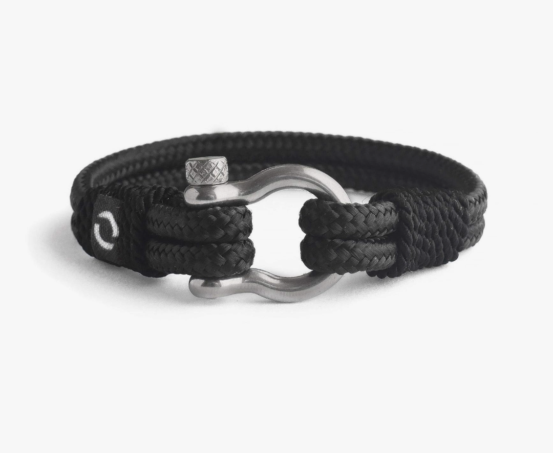Mens Rope Bracelet - Stainless Steel Silver Shackle, Extremely Durable and Scratch Resistant Waterproof Paracord, Handmade, Nautical Wristband for Men 3-8 (8 Inch)